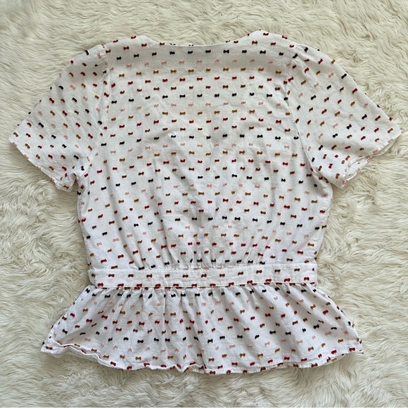 Madewell Blouse Ruffle-Hem Wrap Top in Clipdot White Multicolored XS - Picture 4 of 13